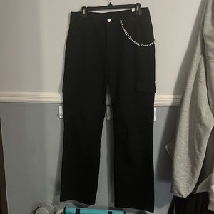 Black Cargo Jeans with Chain